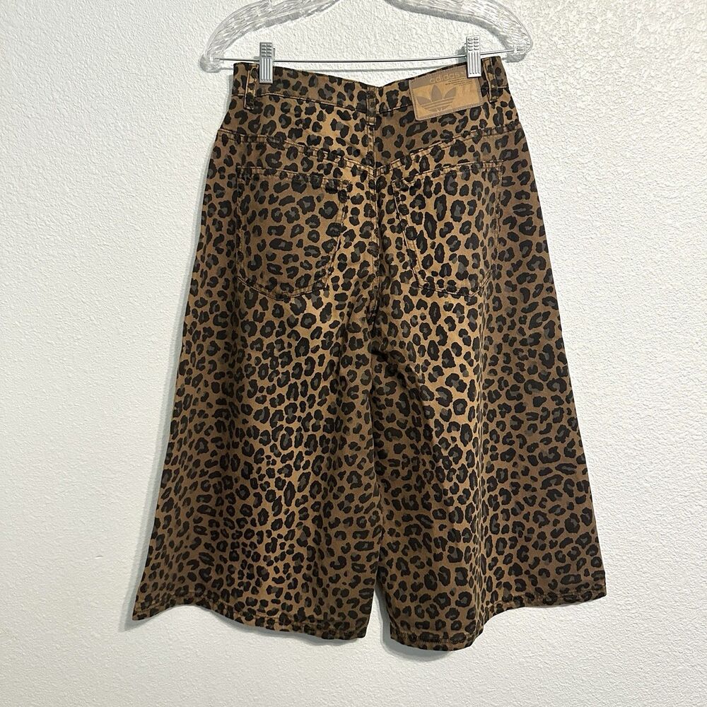 Adidas Originals 3 Stripes Leopard Denim/Bronze Bermuda Shorts KA2676, Womens 24 - Picture 2 of 14